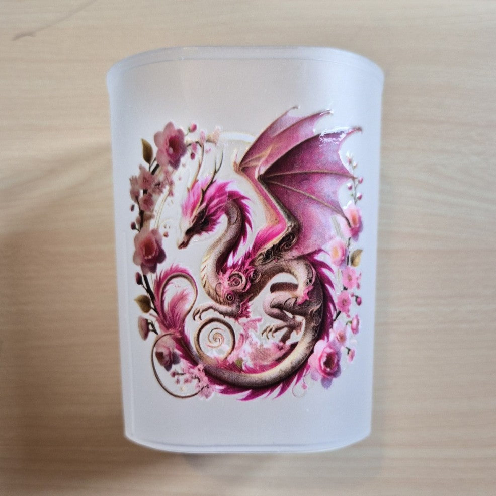 Dark Pink Dragon with Flowers