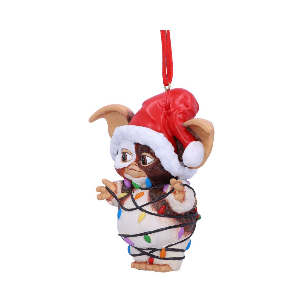 Gizmo wrapped in lights hanging ornament