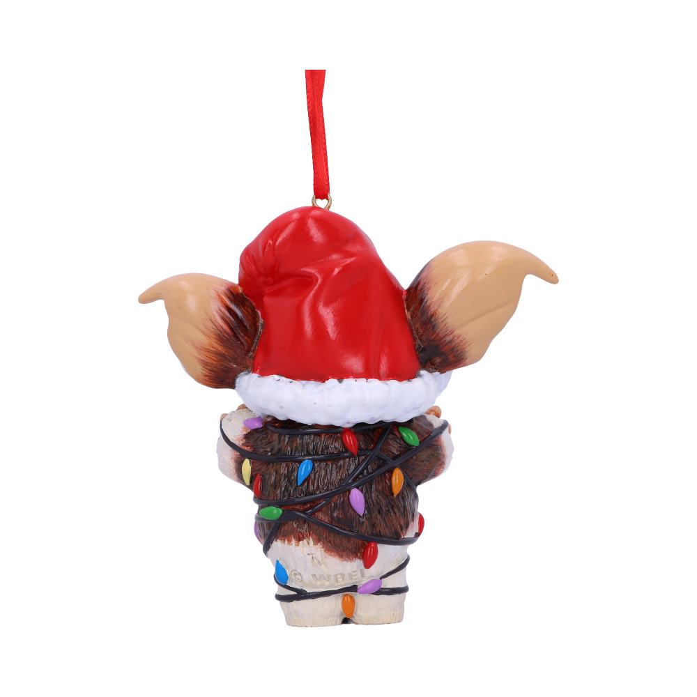 Gizmo wrapped in lights hanging ornament