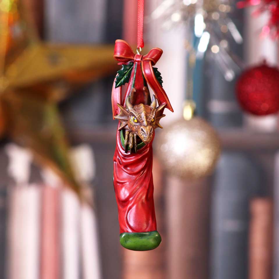 Dragon in Stocking hanging ornament
