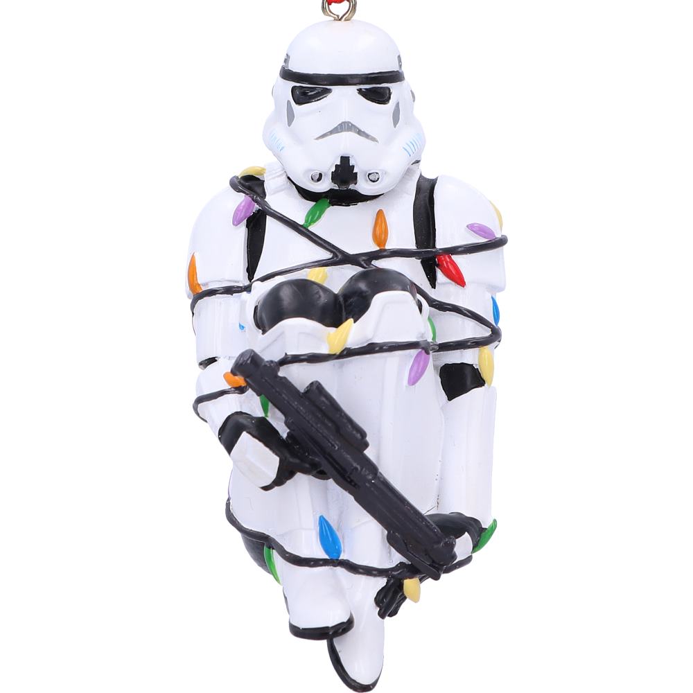 Stormtrooper wrapped in lights hanging ornament