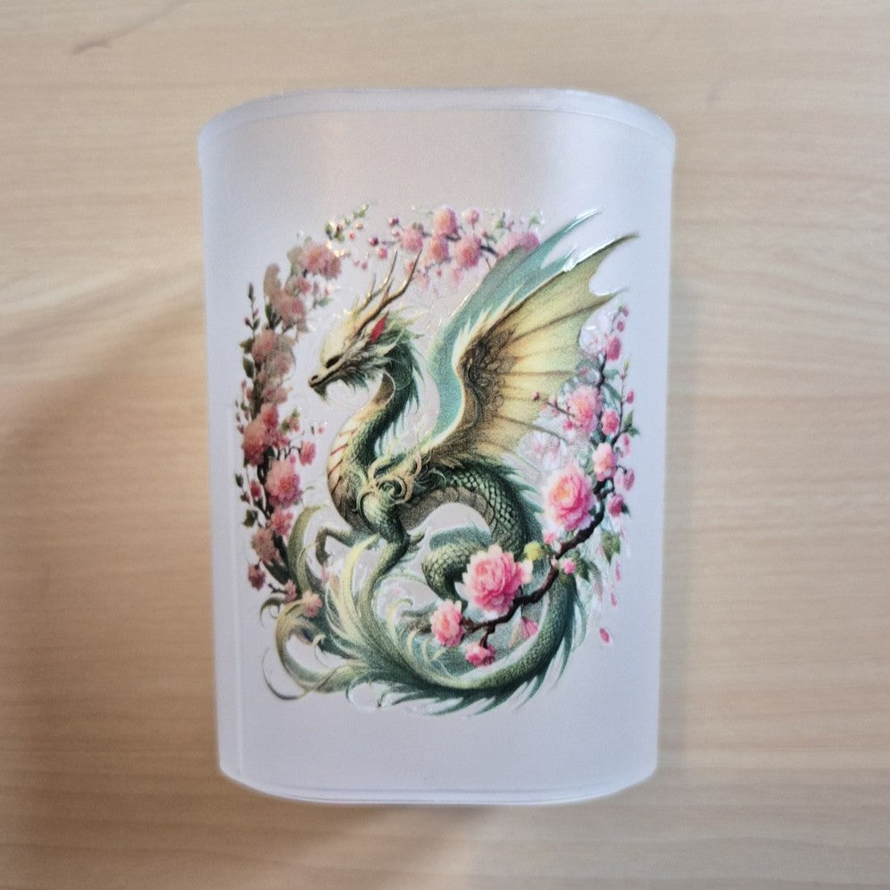 Green Dragon with Pink Flowers