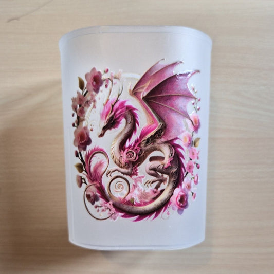 Dark Pink Dragon with Flowers