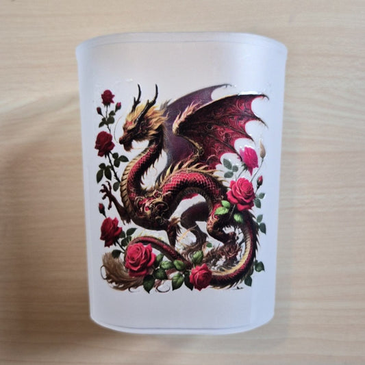 Red and Black Dragon with Roses