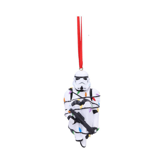 Stormtrooper wrapped in lights hanging ornament